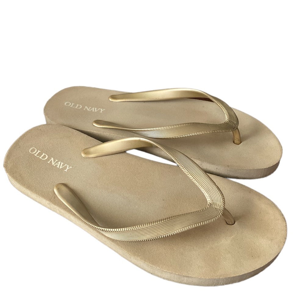 Old Navy gold flip flops